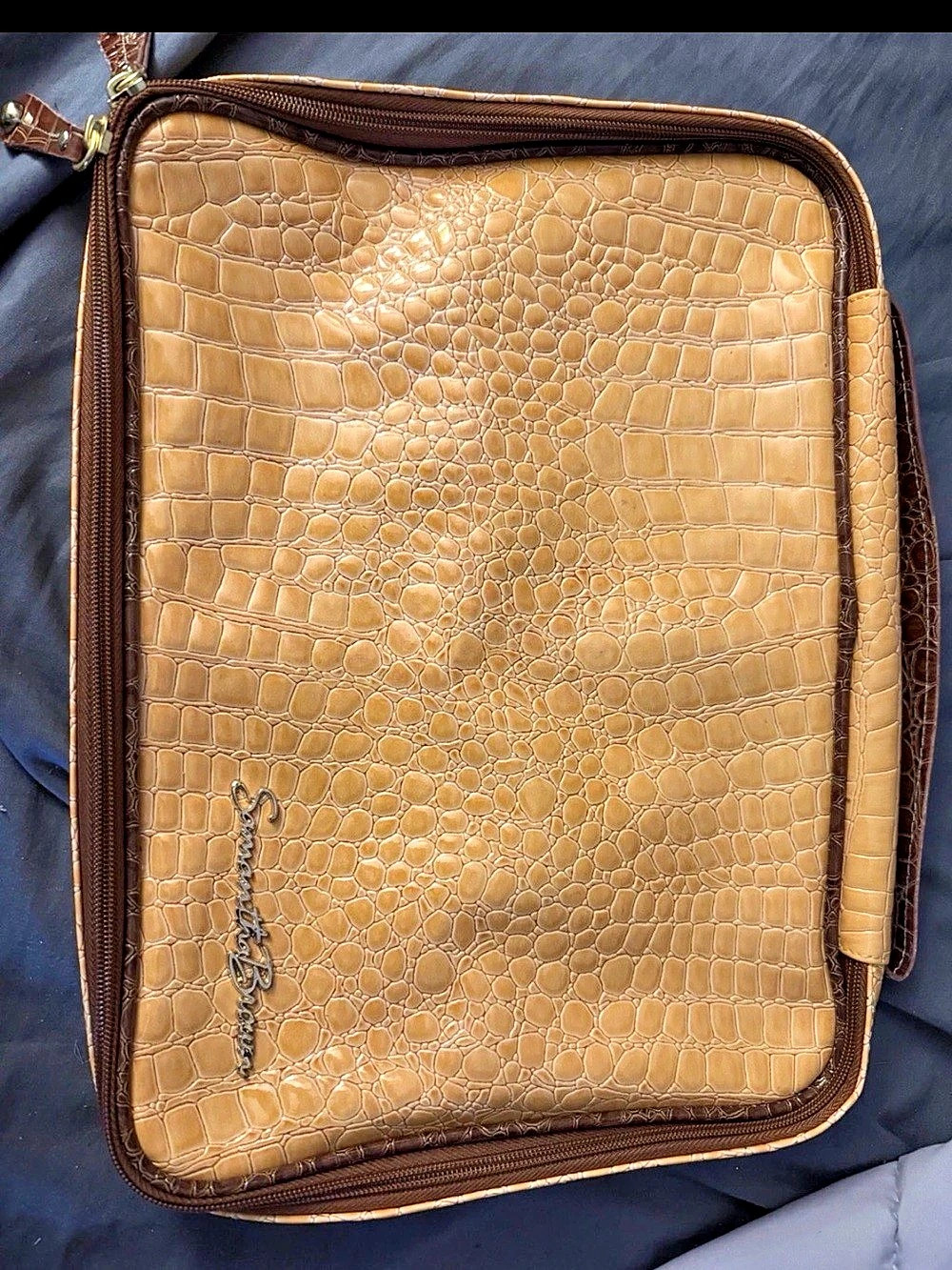 Samantha Brown Croco-Embossed Jewelry and Cosmetic Organizer Case